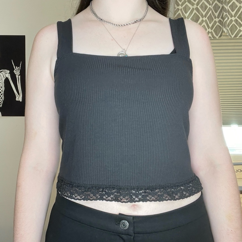 Black Cropped Tank Top from American Eagle